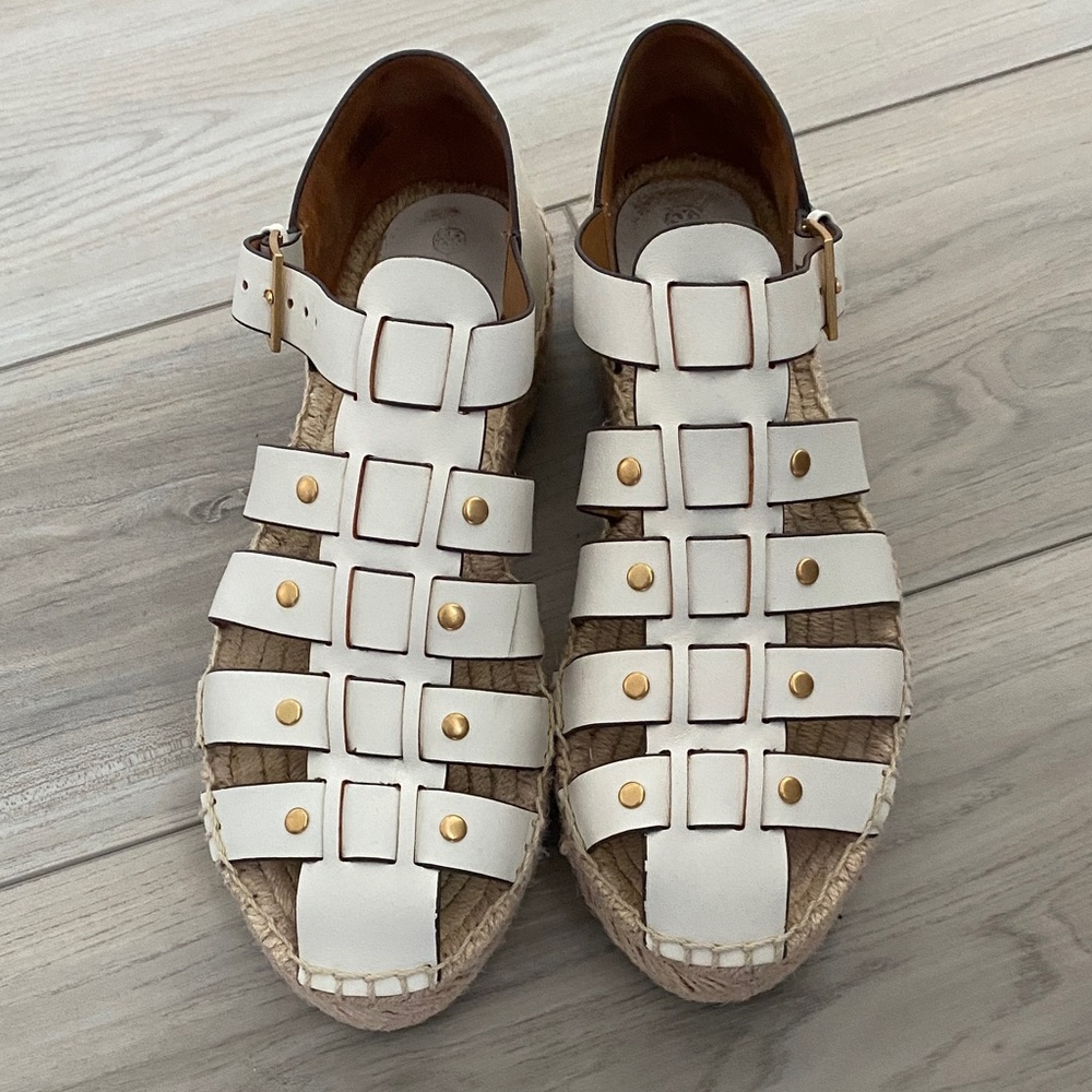 Tory Burch White Espadrille Sandals
